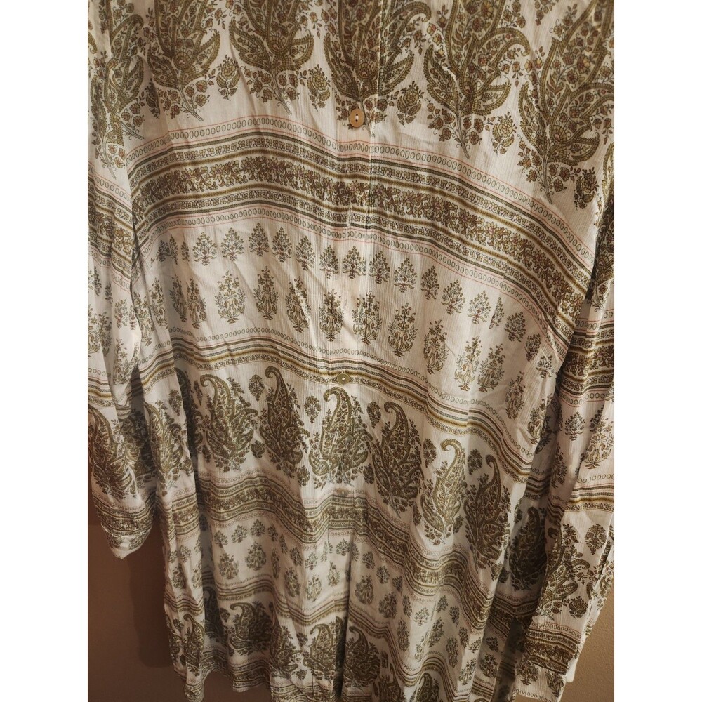 J. Jill Sand Dune Long Sleeve Sheer Button Down Tunic Top Dress Paisley Size MP - Picture 3 of 5